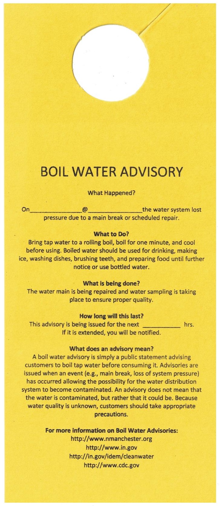 BOIL WATER ADVIRERY
