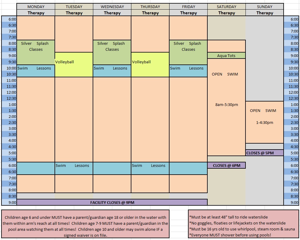 June '25 therapy pool schedule