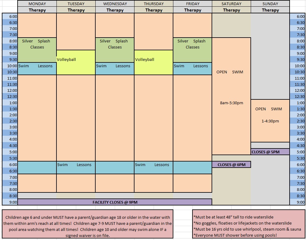 July '25 therapy pool schedule